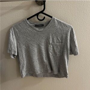 Brandy Melville Gray Cropped pocket T-Shirt
